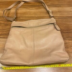 Margot Leather Crossbody Shoulder Bag Blush Pink Adjustable Strap Purse